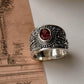 Bohemian style pink tourmaline statement ring in 925 silver  