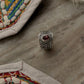 Natural pink tourmaline faceted boho statement 925 sterling silver ring  