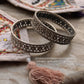 Antique Boho Flower Motifs Statement 925 Sterling Silver Bangles