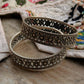 Antique Boho Flower Motifs Statement 925 Sterling Silver Bangles