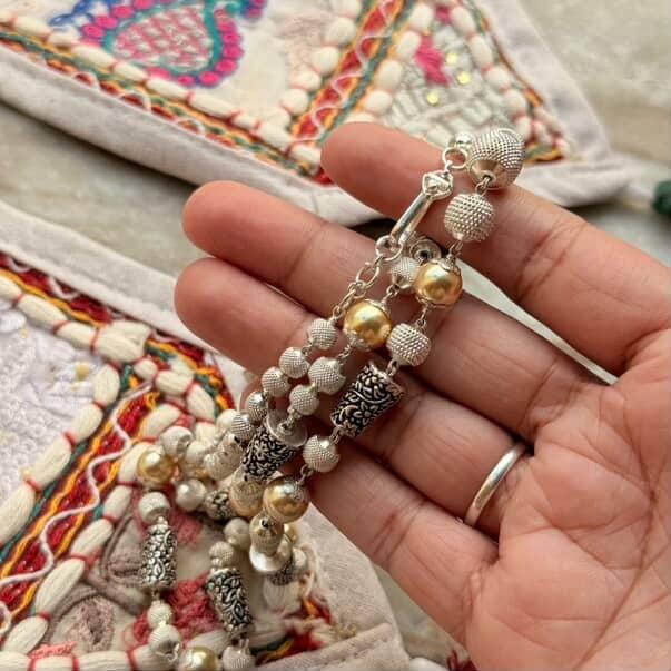 Handmade Freshwater Pearl Silver Bead Statement Mala