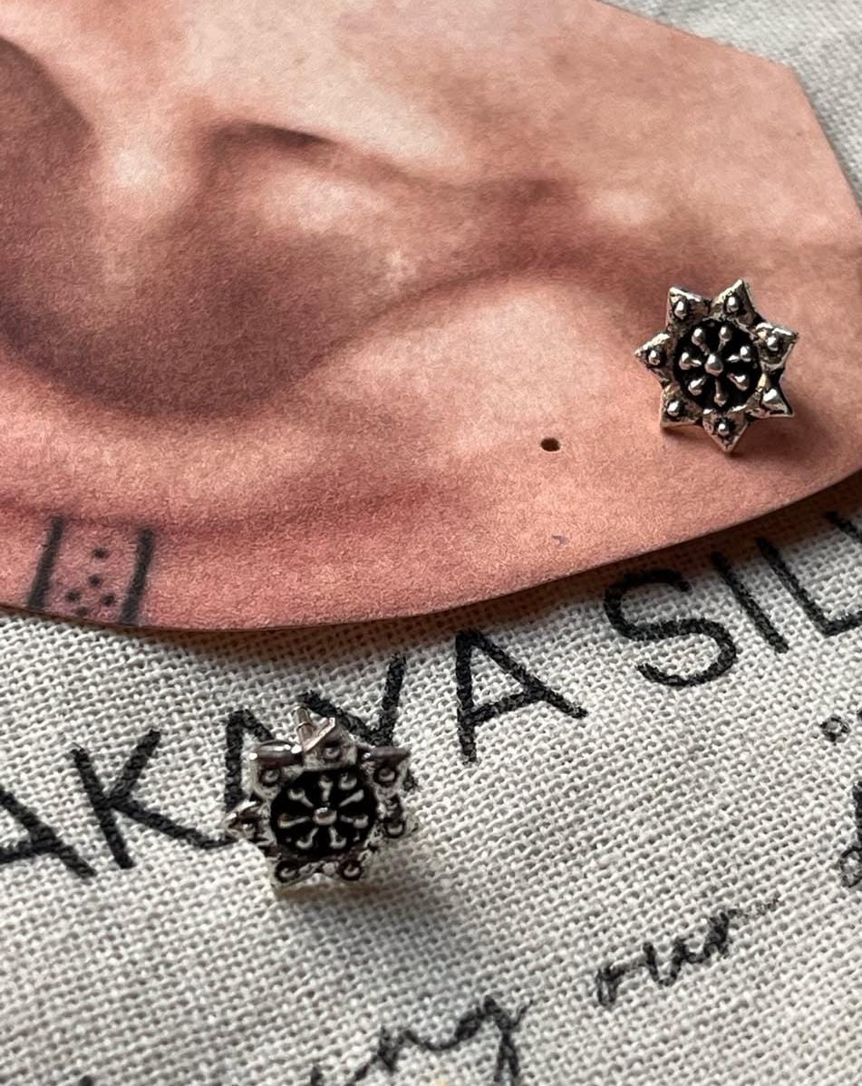 Antique Plain Oxidised Boho Studs 925 Sterling Silver Earrings