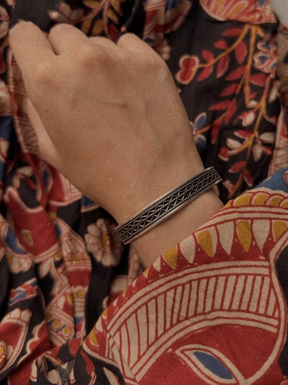 Antique wavy rope twisted oxidised handcrafted 925 sterling silver cuff  