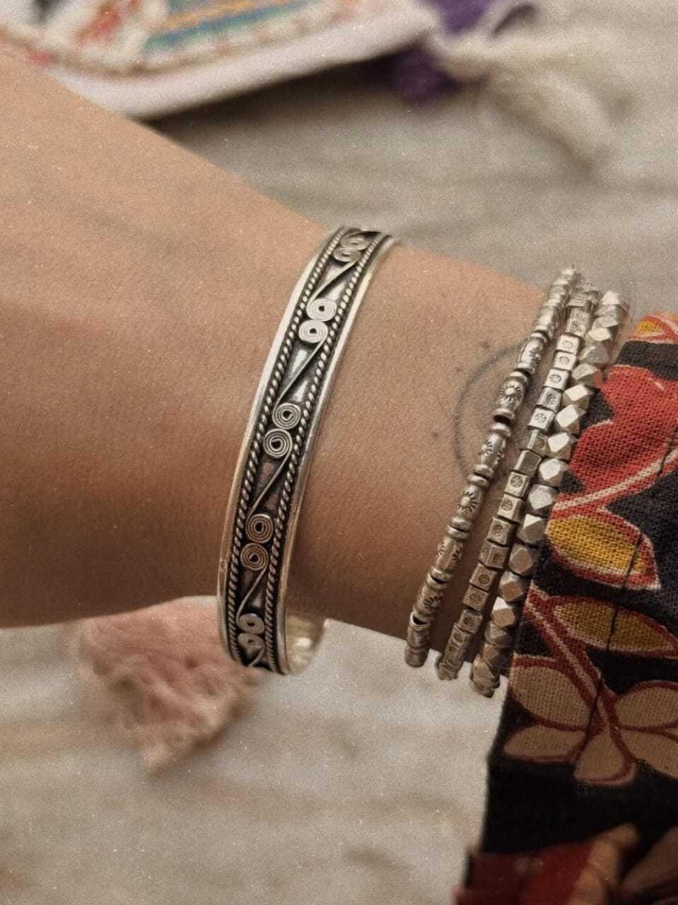  Adjustable antique oxidised 925 sterling silver spiral cuff