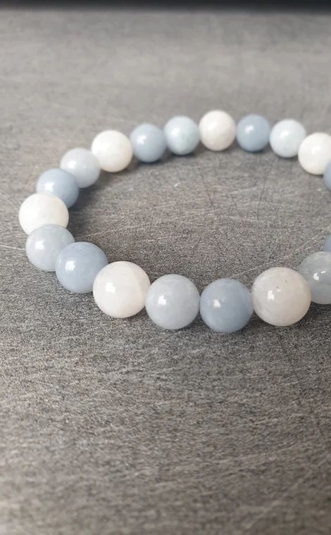 AAA Moonstone & Aquamarine 8mm Natural Crystal Bracelet