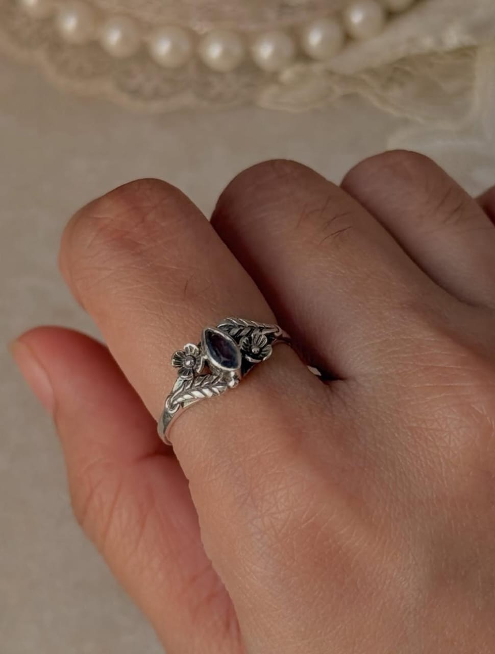 Iolite Marquise Forest Enchantment 925 Sterling Silver Ring
