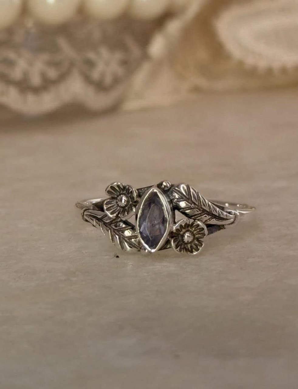 Iolite Marquise Forest Enchantment 925 Sterling Silver Ring