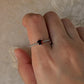 Vintage style rope band silver ring with heart garnet stone  