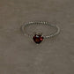 Elegant red garnet heart solitaire 925 sterling silver ring  