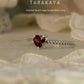 Garnet heart solitaire rope band 925 sterling silver ring  
