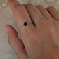 Boho rope texture sterling silver ring with heart garnet