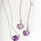 Amethyst Flower and Freshwater Pearl Silver Threader Necklace Set 
