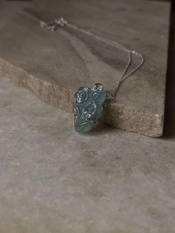 Natural aquamarine stone pendant for women  