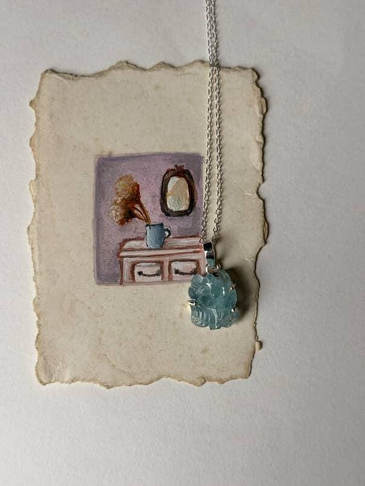 Aquamarine Forest Enchantments 925 Sterling Silver Pendant  