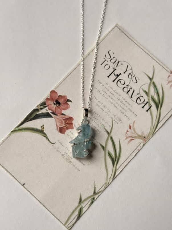  Boho aquamarine pendant handcrafted in sterling silver