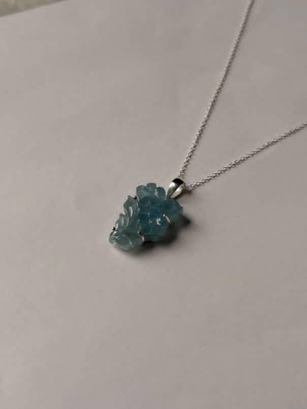 Aquamarine forest enchantment necklace in sterling silver