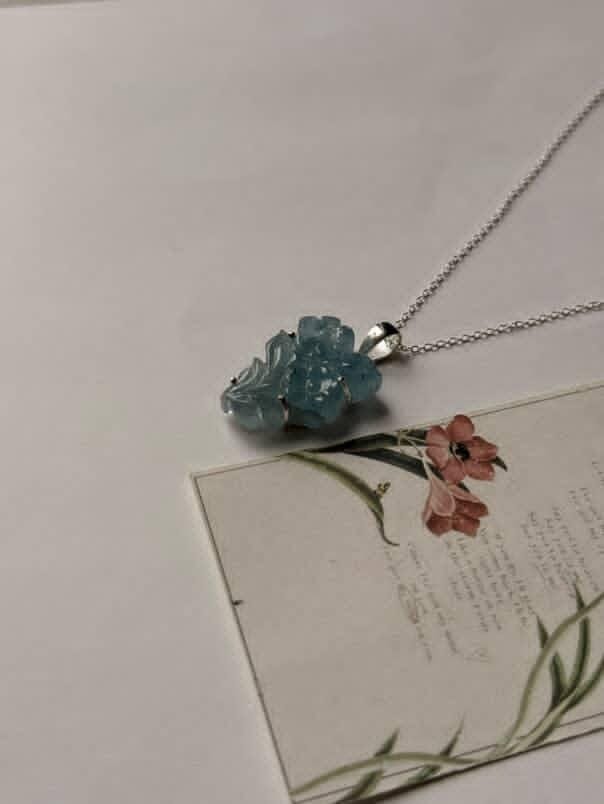 925 silver aquamarine pendant with forest charm design