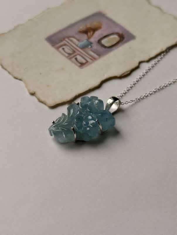 Aquamarine Forest Enchantments 925 Sterling Silver Pendant  