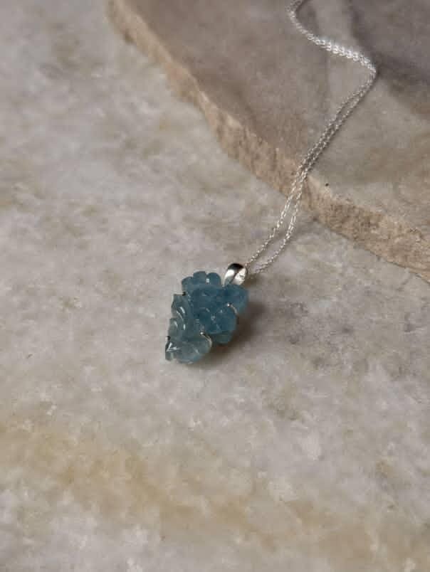 Natural aquamarine stone pendant for women  