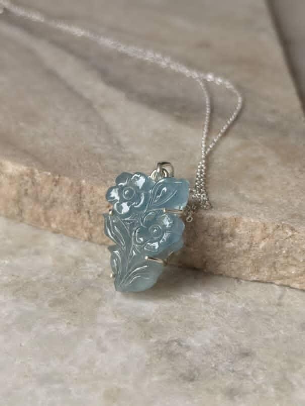Aquamarine Forest Enchantments 925 Sterling Silver Pendant  
