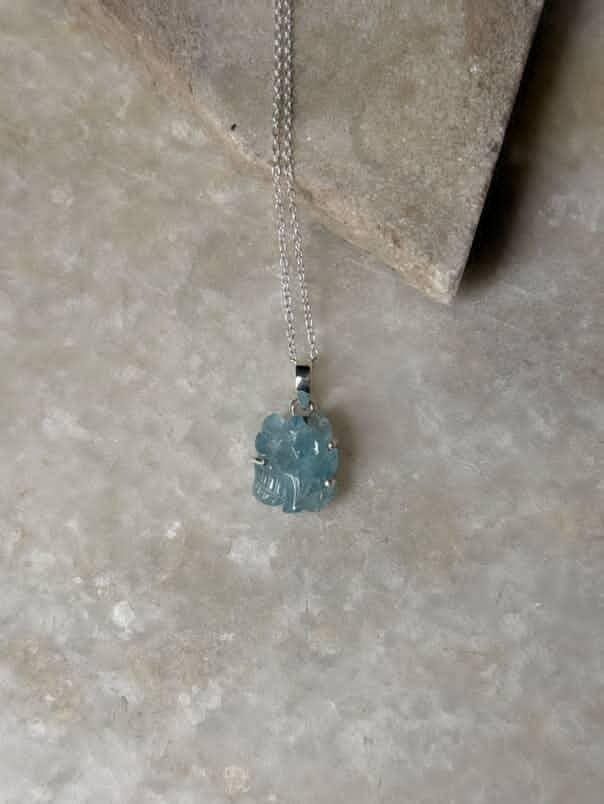 Forest-inspired aquamarine gemstone 925 silver pendant