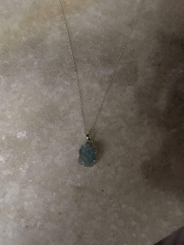 Dainty aquamarine pendant handcrafted in sterling silver
