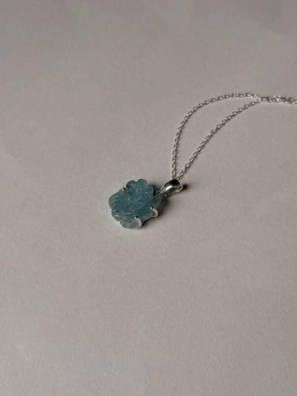 Forest-inspired aquamarine gemstone 925 silver pendant
