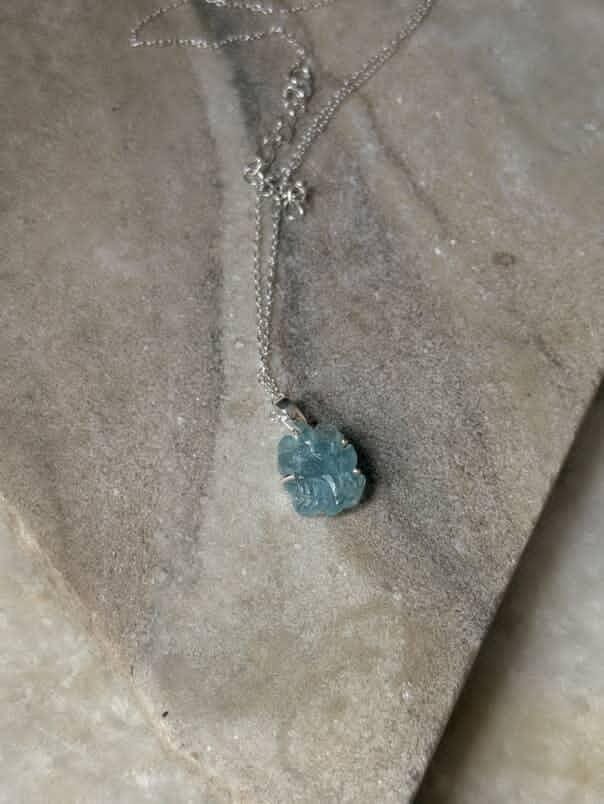 Artisan aquamarine forest pendant in pure sterling silver