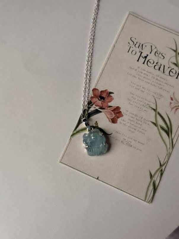 Natural aquamarine crystal pendant for women