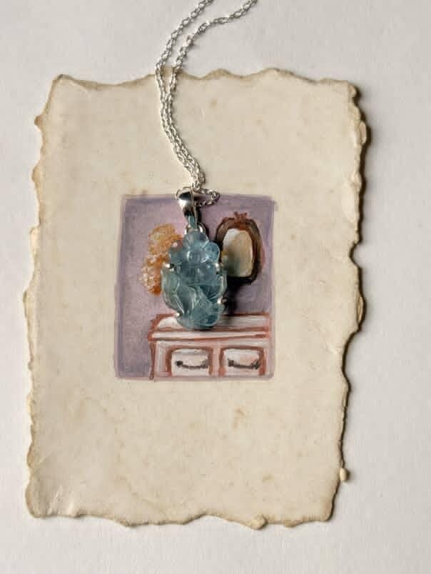 Healing aquamarine stone pendant in 925 silver  