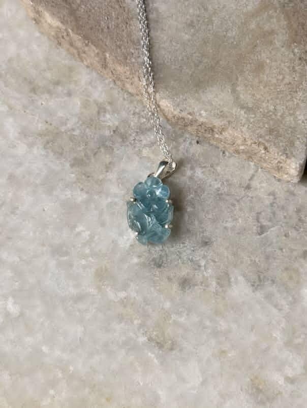 Artisan forest enchantments aquamarine silver pendant