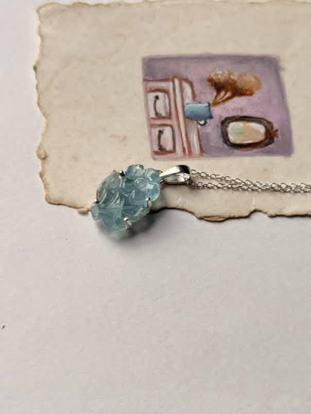 Aquamarine Forest Enchantments 925 Sterling Silver Pendant  