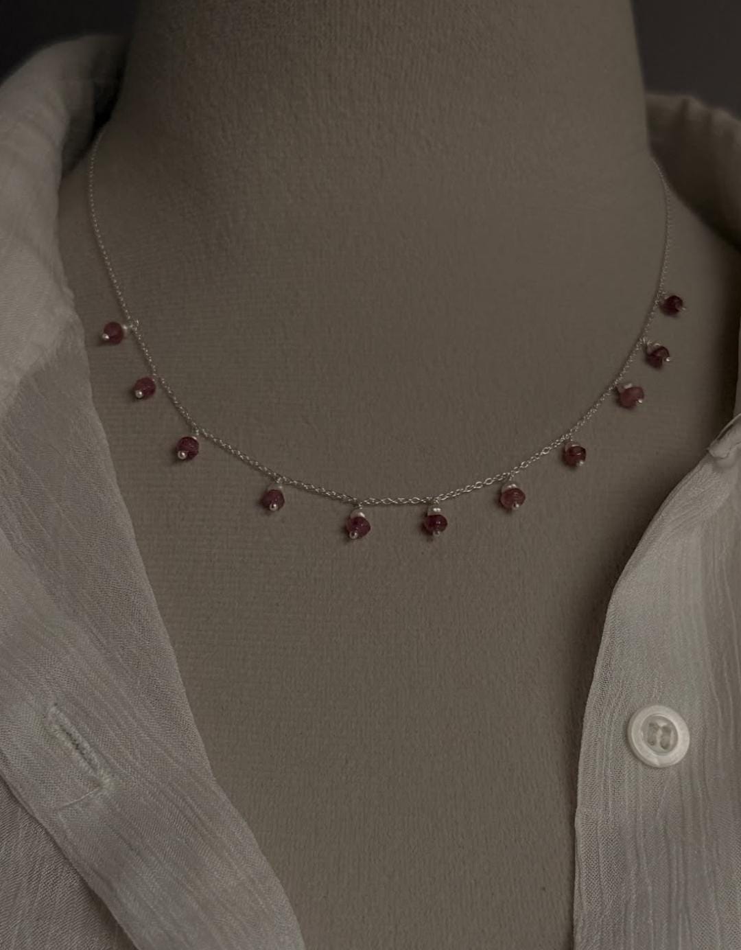 Multi Tourmaline & Pink Tourmaline  Cable Chain 925 Sterling Silver Choker Necklace