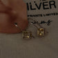 Faceted square citrine gemstone silver hook earrings