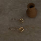 Faceted square citrine gemstone silver hook earrings