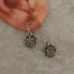 Elegant rose quartz round boho hook silver earrings
