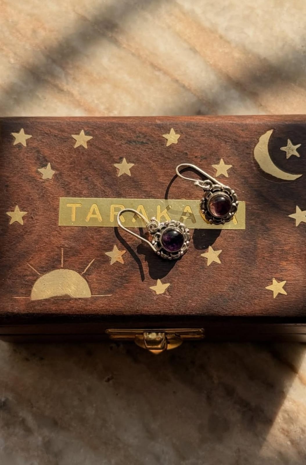 Amethyst Round Floral Boho 925 Sterling Silver Earrings