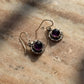 Amethyst Round Floral Boho 925 Sterling Silver Earrings