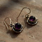 Amethyst Round Floral Boho 925 Sterling Silver Earrings