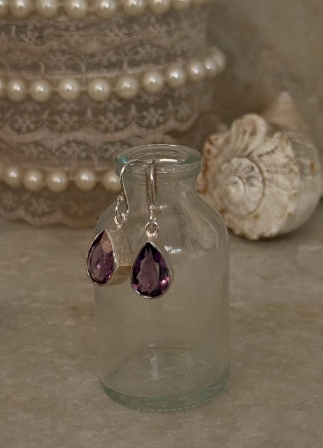 Amethyst Pear Cut 925 Sterling Silver Earrings