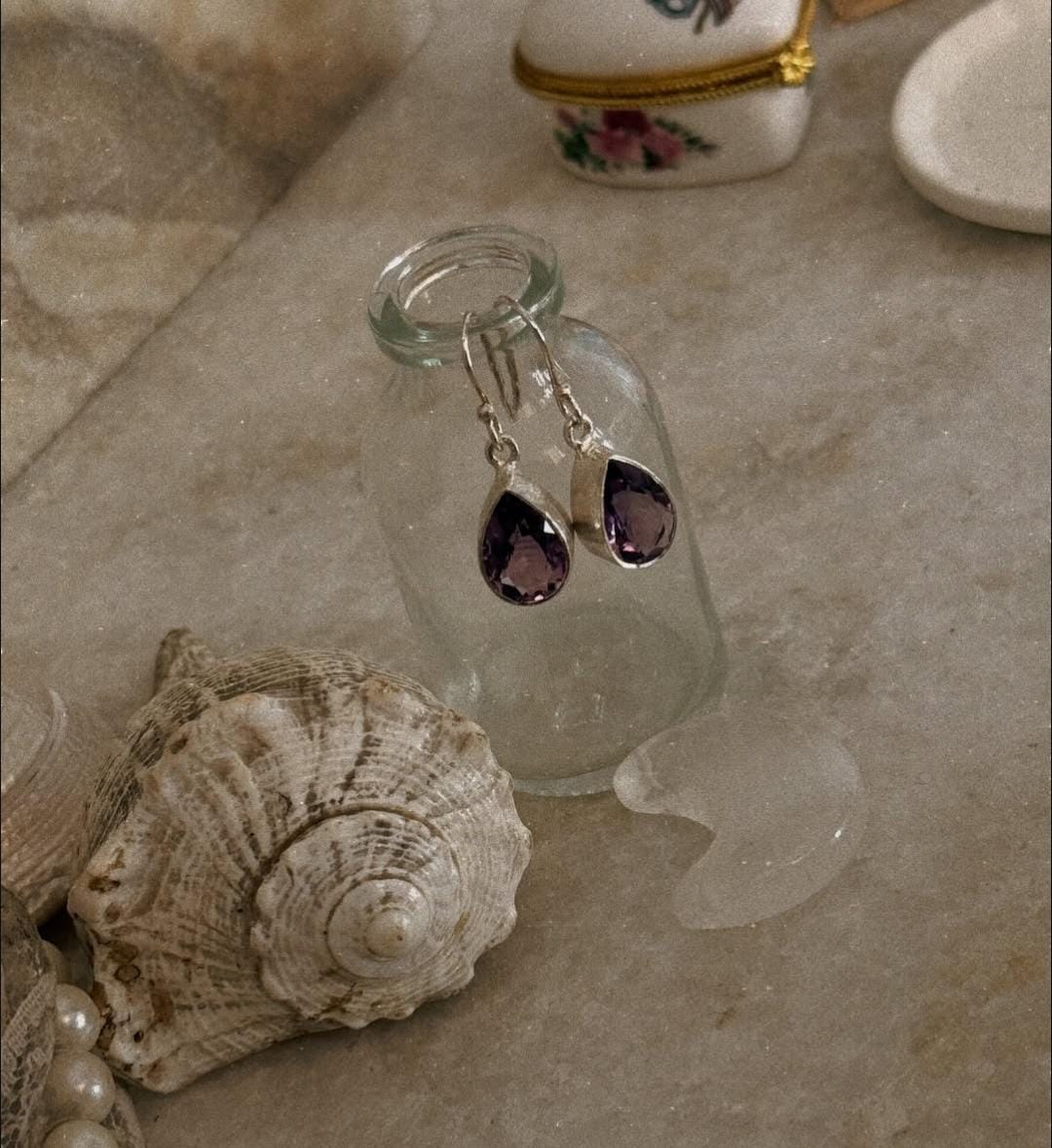 Amethyst Pear Cut 925 Sterling Silver Earrings