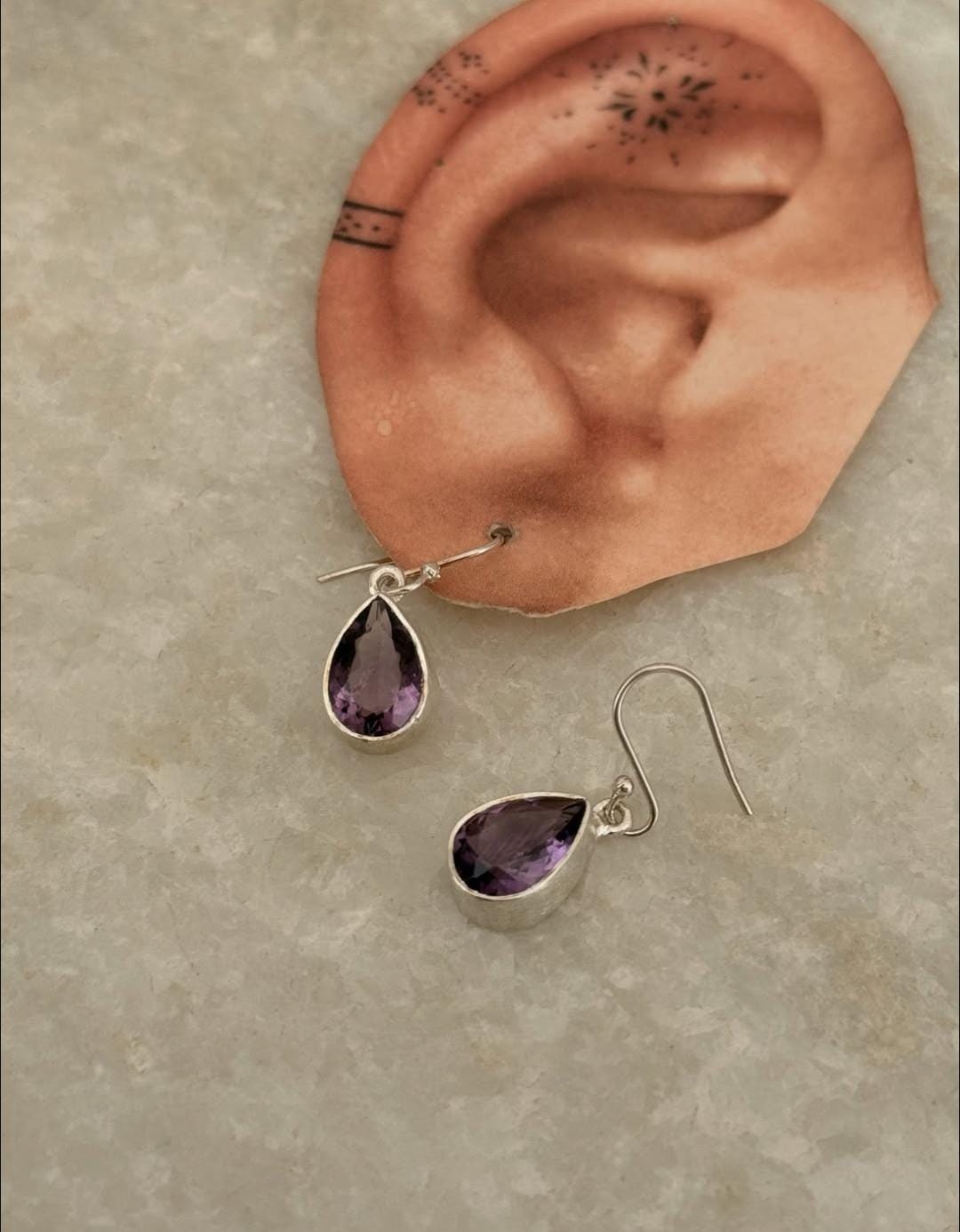 Amethyst Pear Cut 925 Sterling Silver Earrings