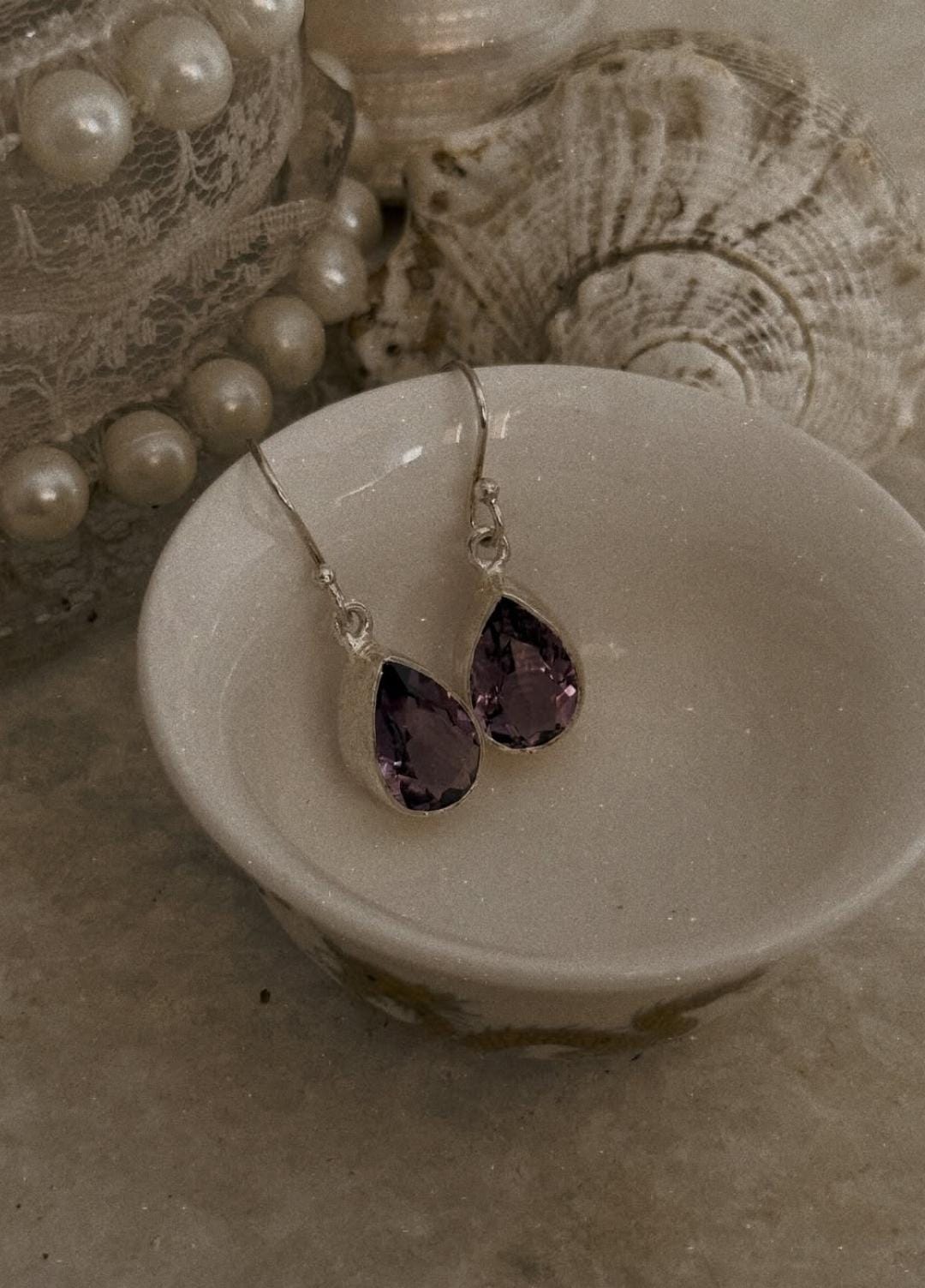 Amethyst Pear Cut 925 Sterling Silver Earrings