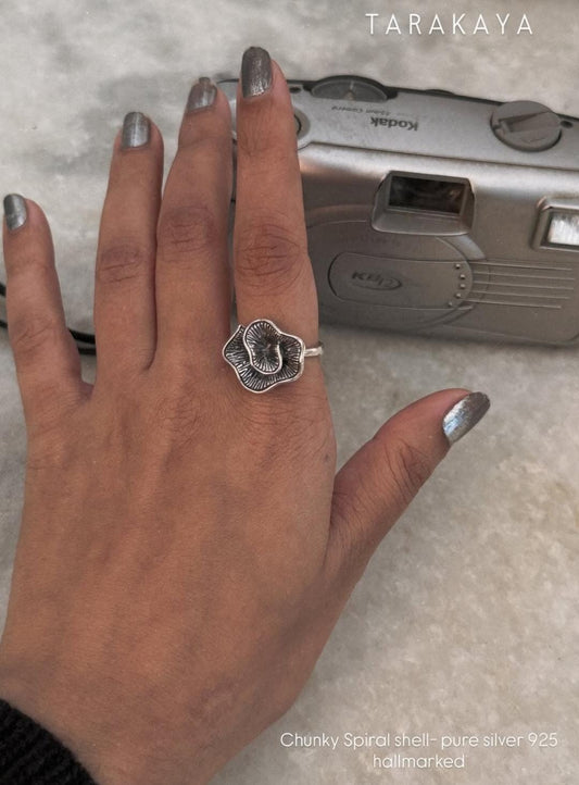 Shell Spiral 925 Sterling Silver Ring