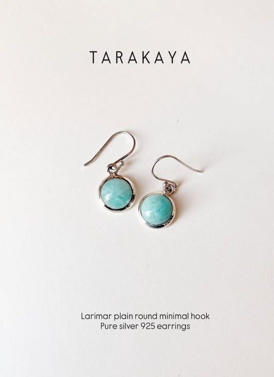 Larimar Round 925 Sterling Silver Earrings