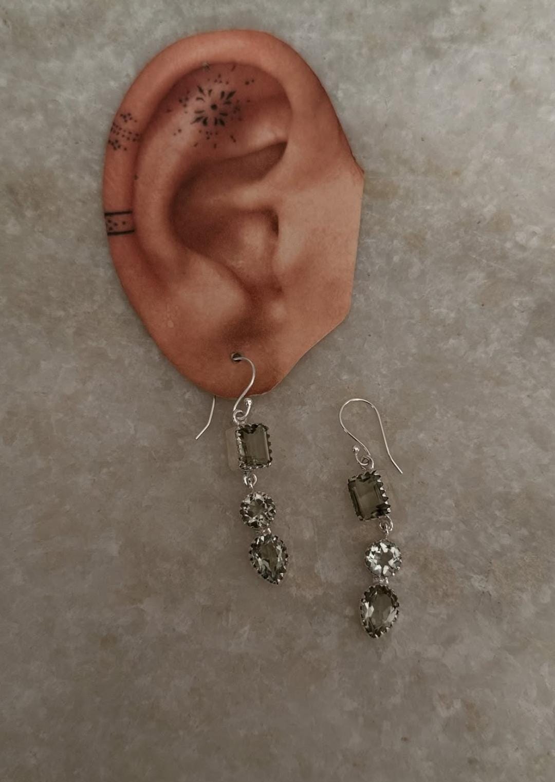 Green Amethyst Statement 925 Sterling Silver Earrings