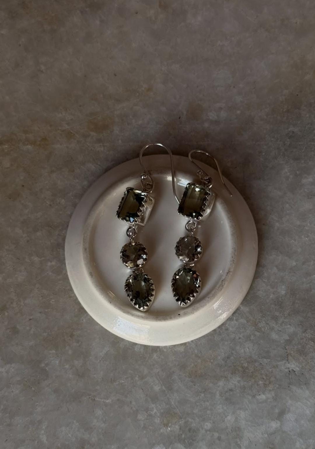 Green Amethyst Statement 925 Sterling Silver Earrings