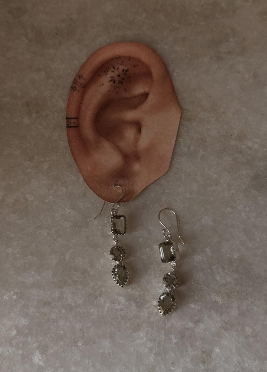 Green Amethyst Statement 925 Sterling Silver Earrings