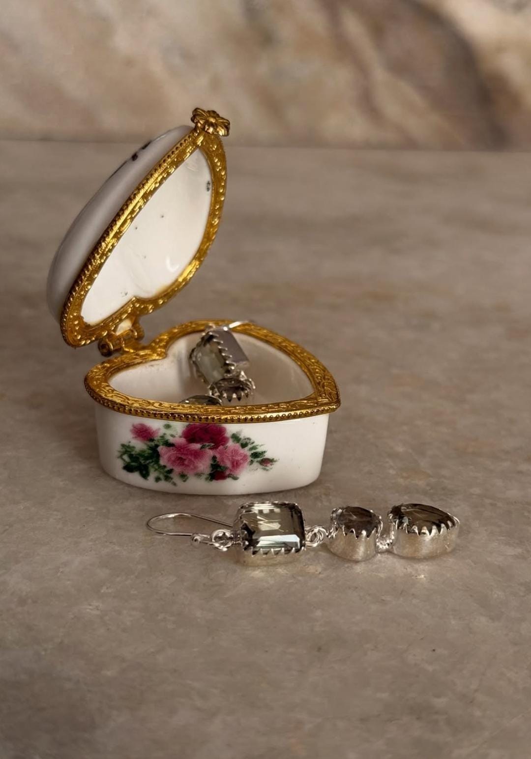 Green Amethyst Statement 925 Sterling Silver Earrings