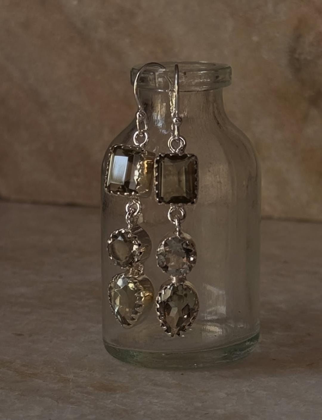 Green Amethyst Statement 925 Sterling Silver Earrings